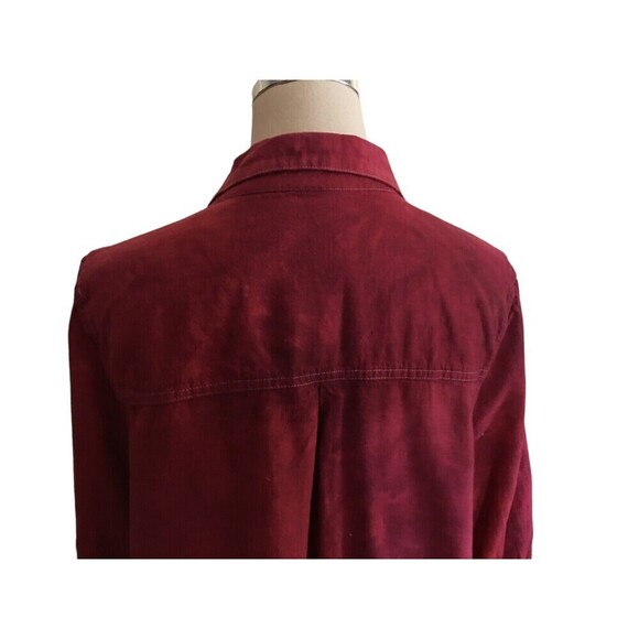 Catherines Top Women's Size 0X 14 / 16 Red Button Down 3/4 Sleeve Linen Cotton - Picture 7 of 8